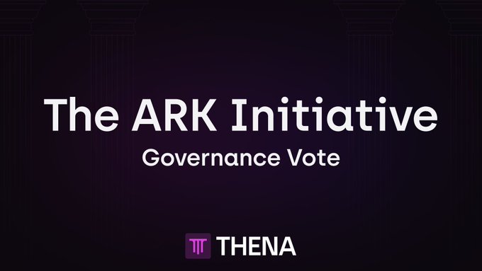 Title card for 'The ARK Initiative Governance Vote' featuring the THENA logo against a dark purple background with classical column silhouettes.