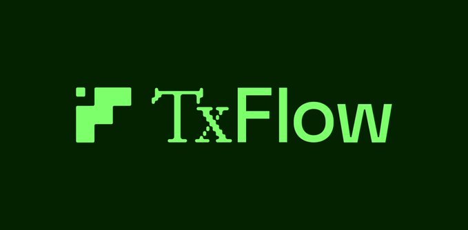 A logo reading 'TxFlow' in green text with an 'F' icon on a dark background.