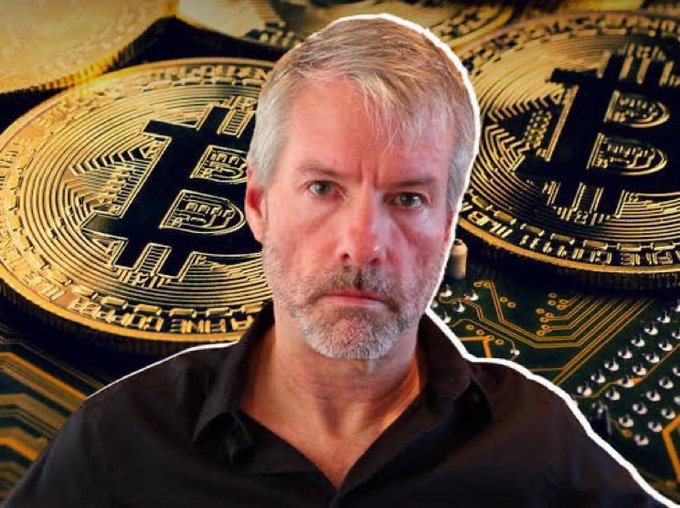 The image features a man with white hair standing next to two golden Bitcoins, one of which has a price tag attached displaying $7,000,000. The Bitcoin is depicted as having just been minted or is currently circulating online. The man's expression suggests he might be discussing this valuable and controversial digital currency.