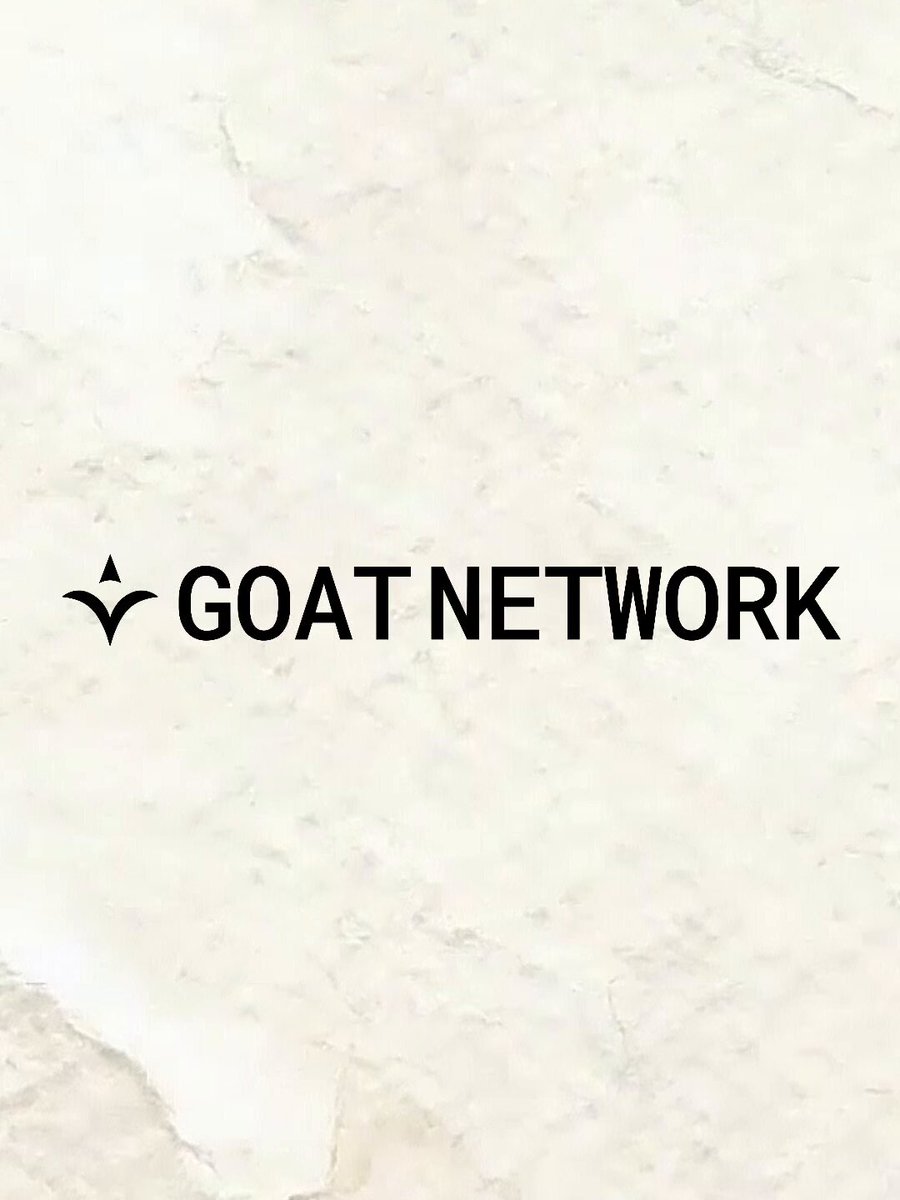 The image features a white background with black text that reads "GOAT NETWORK". The text is centered against a light beige color, making it stand out prominently. The image also includes an image of a goat's head, which adds a unique touch to the overall design and theme.