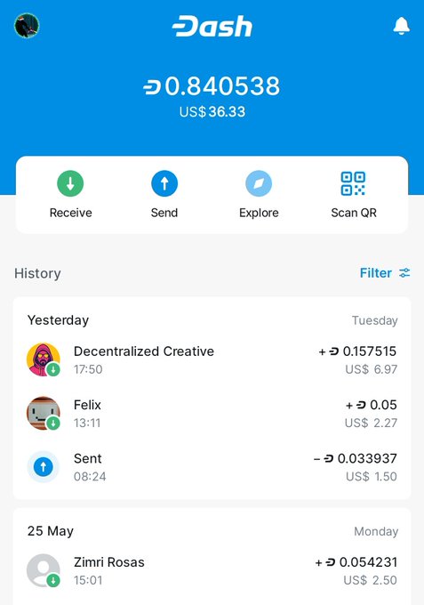 The image features a snapshot of a Dash app's interface, displaying some details related to Bitcoin payments. A message on the screen reads "There are love keeps coming in @ Dash pay", indicating positive sentiments among users about paying for Bitcoins with Dash. Additionally, there is a description of an email sent by Zimri Rosas containing information regarding Bitcoin transactions and fees. The image also includes some text that mentions a user named Carlo Ferlisi, who has contributed to the content within the post.