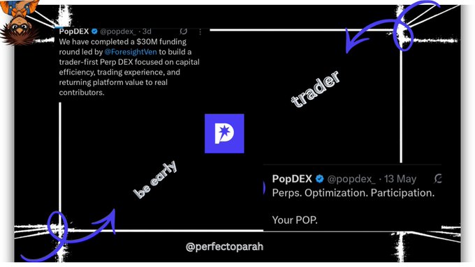 The image shows a Twitter post with a graphic design featuring a square box containing the text "popdex" written in blue and white. The post also includes a hashtag "#popdex" and mentions two people, possibly traders or investors, who are interested in trading fantasy football teams. The post is accompanied by a caption that reads: "not selling fantasy rn there should be a first time to everything and im keeping my eyes on @popdex_ !" which implies the importance of the hashtag for the Twitter account.