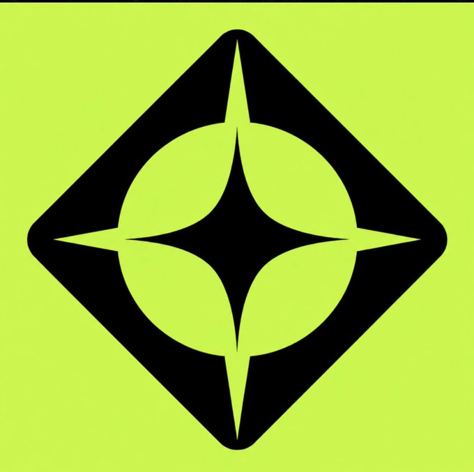 A geometric logo featuring a black diamond shape with a four-pointed star design in lime green and black, representing the $NOXA cryptocurrency token amid a discussion of its competitive landscape with $PONS.
