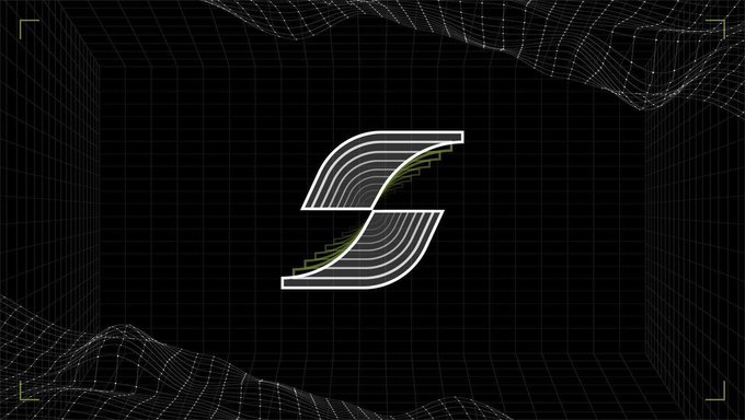 A stylized "$" logo is centered on a dark grid background with warped mesh edges, matching the "$SWEEP" token branding referenced in the giveaway post for the @SweepGlobal airdrop promotion.