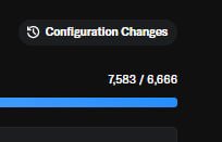 A progress bar interface showing 'Configuration Changes' with a value of '7,583 / 8,666' at 87% completion.