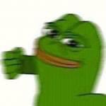 A low-resolution meme image of a green cartoon frog, commonly known as 'Dat Boi', giving a thumbs up.
