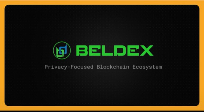 The image displays the Beldex logo and branding, featuring a circular green emblem with the stylized "B" symbol next to the "BELDEX" name in bright green text, set against a black background with the tagline "Privacy-Focused Blockchain Ecosystem" beneath it. The graphic aligns with the post's emphasis on Beldex's mission to build a privacy-focused ecosystem spanning communication, browsing, identity, and digital transactions.