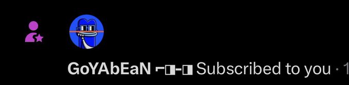 The image displays a YouTube notification showing "GoYAbEaN" with "Subscribed to you" text, alongside their profile picture. This relates to the post celebrating the channel's first subscriber ("FOUNDERS SUB HIT DIFFERENT") and welcoming GoYAbEaN to the community.