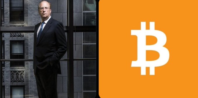 Larry Fink, the CEO of BlackRock, stands in a suit beside a large Bitcoin logo, illustrating his bold $700K Bitcoin price thesis and his prediction that institutional allocation of 2-5% to BTC could drive massive price appreciation.