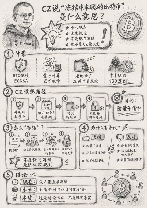 The image features a black and white illustration of a man's face, with Chinese characters surrounding him. The text in the image includes questions about Bitcoin and its value, as well as an explanation of the concept. The illustration also contains various symbols related to Bitcoin, such as a coin and a lock.