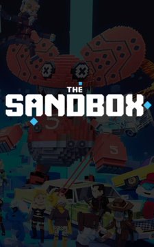 The image displays promotional artwork for "The Sandbox" featuring pixel-art characters in a voxel-style world, with a large mechanical red character looming in the background above the bold white "SANDBOX" logo. The post warns of a major security breach involving the minting of 49 billion unbacked SAND tokens, directly referencing the cryptocurrency associated with this gaming platform shown in the image.