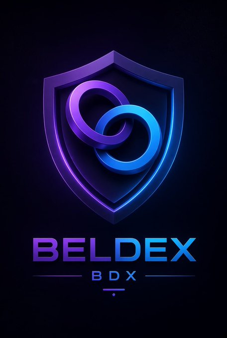 A logo featuring interlocking purple and blue rings inside a shield on a dark background, with the text "BELDEX BDX" below.