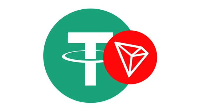 The image shows two cryptocurrency logos: the green USDT (Tether) logo with its distinctive "T" symbol on the left, and the red TRON (TRX) logo featuring a diamond shape on the right. These logos represent the close relationship between Tether's USDT stablecoin and the TRON blockchain network, which serves as one of the primary platforms for USDT transactions—particularly relevant to the post's message about USDT's utility as a digital dollar for everyday financial transactions in Latin America.
