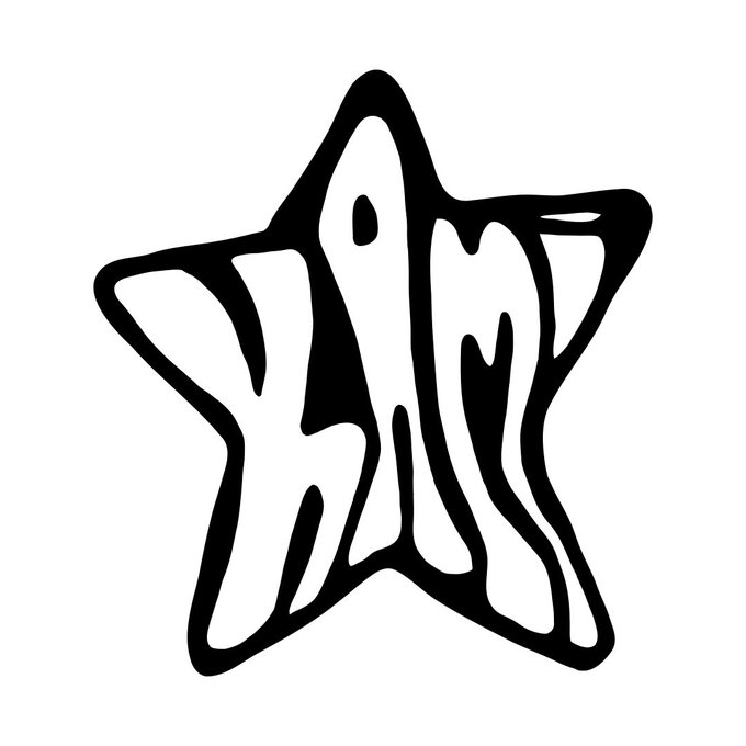 A black-and-white stylized line art illustration of a starfish against a white background.
