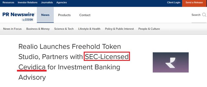 The image shows a screenshot from a webpage that displays information about Realio's new freehold token release. The main focus of this screenshot, which is titled "I believe many are still underestimating this move from the @Realio Network", indicates that the text has been edited or altered to emphasize the importance and benefits of investing in the token.