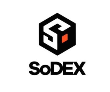 A logo for 'SoDEX' featuring a stylized 'S' inside a black hexagon with a red accent square.