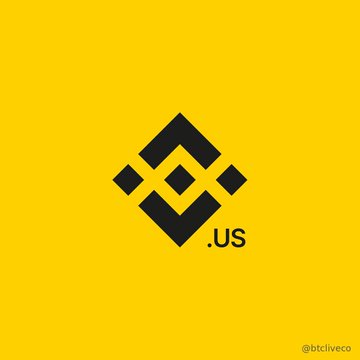 A Binance US logo (diamond shape) on a yellow background with '@bitcliveco' watermark.