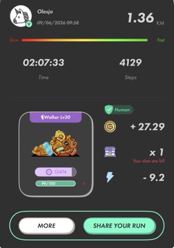The image shows a fitness tracking app with a black background displaying various data such as steps taken, calories burned, and distance traveled. The app also has buttons for sharing the user's progress with friends or family members. The text "Oleja" is visible in the top left corner of the screen, which could be an email address or a name associated with the user who created the account.