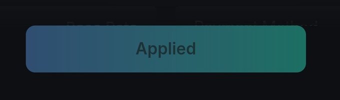 A dark user interface button displays the word 'Applied' with a blue-to-teal gradient background.