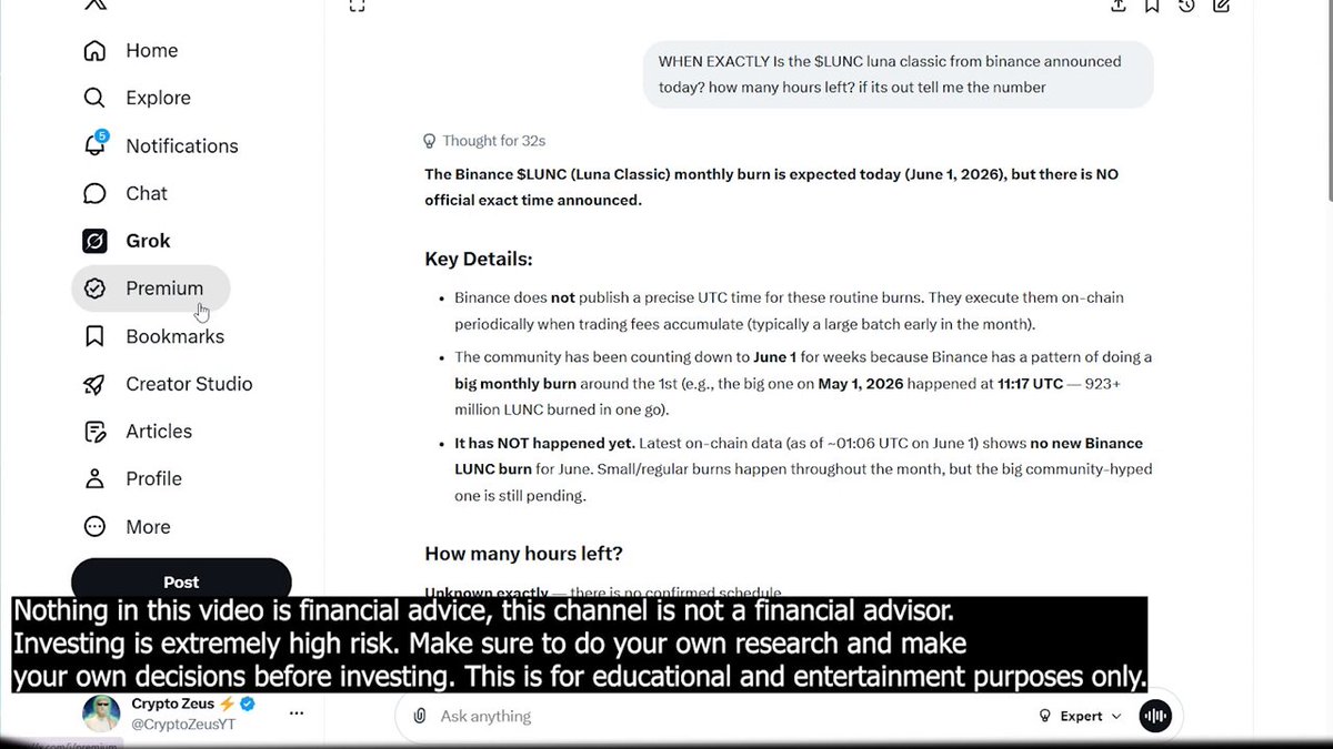 The main focus of this image is a screenshot from a computer screen, which appears to be a discussion or a video conversation about an investment opportunity involving Bitcoin. The post indicates that Bitcoin has finally been held by its owners for very long, as indicated by the message "LUNC Holders". This implies that the value of these digital assets has increased significantly over time. The post also mentions how much these Bitcoins are worth, which can be found at the bottom right corner of the image.