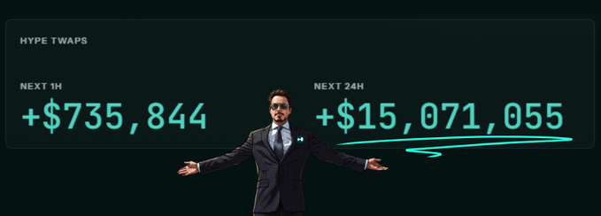 The image features a man wearing a suit standing with his arms outstretched, possibly posing for a photo or drawing attention to himself. The background of the image is black, which contrasts with the white text present in the image and serves as an eye-catching element. On this black background, there is a graphic of a man holding money and a number "15M", along with some text explaining the event. This description suggests that the image might be related to a post or a social media story about a huge monetary transaction happening. The main focus of the image seems to be on the man's outfit and the presence of money, indicating it is likely an advertisement for something involving money or wealth.