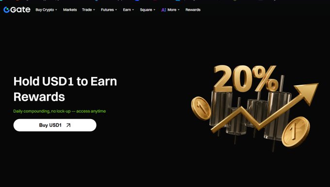 The image shows a website called "Gate" with black and white colors against an orange background, featuring a white banner displaying information about U.S. dollar exchange services. The main content of the post includes a description of how to use and apply the U.S. dollar for exchange purposes on Gate.