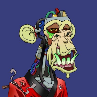 A cartoon-style illustration of a yellow-skinned character with an exposed mechanical brain, glowing green eyes, and a wide grinning mouth with prominent teeth, wearing a red garment.