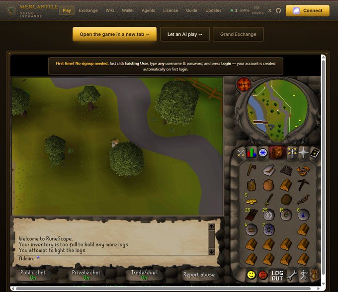 A screenshot of the RuneScape game interface embedded in a website shows a top-down view of a character attempting to light logs, with inventory and chat boxes visible.