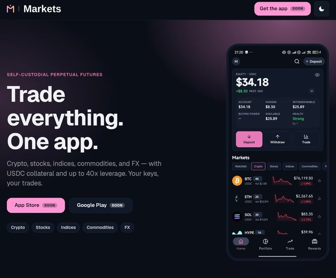 The image features a screenshot of the MANTRA Chain trading app, displayed as an app store page on a phone screen. The app shows various graphs and data related to cryptocurrency markets, indicating that users can access real-time information about different stocks and trading options available for download. This highlights the usefulness of the app in providing up-to-date information and potentially helping traders make more informed decisions when participating in the market.