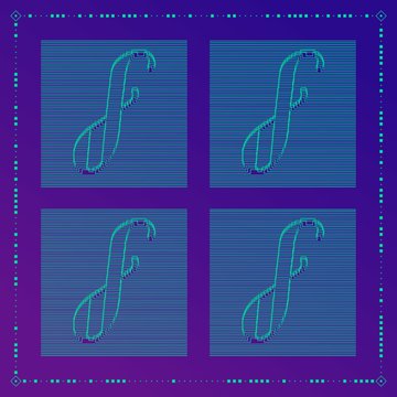 A repeating pattern of four blue squares, each containing an outlined letter 'f' with decorative corners, set against a blue background.