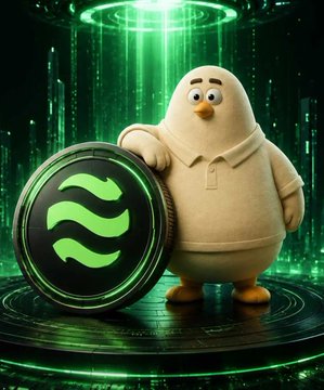A chubby penguin character in a cream polo shirt poses beside a large green coin bearing the dappOS logo, set against a futuristic neon-green digital backdrop.

The mascot and logo visually brand the $DOS token launch announcement, reinforcing dappOS's identity as a Web3 AI operating system debuting across exchanges like Binance Alpha, Bitget, and MEXC.