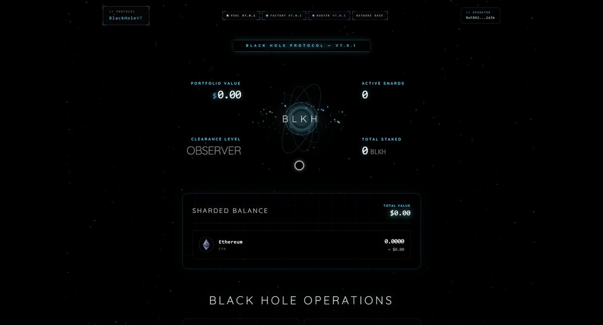 The image shows a screenshot of a website called "Black Hole Operations" with a black background and white text. The title of the website reads "Black Hole Operations", indicating that it is an online store selling privacy stacks for computers, phones or other devices. The website offers various options to choose from, including different types of privacy protocols, and provides information about their features and prices. The post suggests that there are similar projects available on the market at a lower price point than what is currently listed on the website.