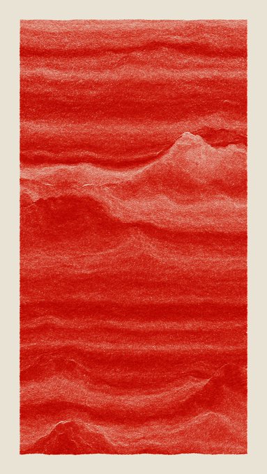 "GonDI" stands for "Gon Discrimination Index". The image shows a large painting featuring red hues, possibly inspired by a watercolor-like effect with lines going through different shades of red. The painting is rectangular in shape and has varying thicknesses that contribute to the visual texture portrayed. This art piece is on sale at 59,000 USDC for an impressive price.