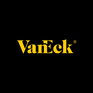The image features a black background with yellow text that reads "VanEck". Below this, there's an explanation of the ETF being launched by VanEck. The ETF is called "@VBNB" and has been listed on the New York Stock Exchange (NYSE). It is designed to provide regulated exposure to Bitcoin, which is a cryptocurrency. This means it allows investors to participate in the Bitcoin market while adhering to regulatory requirements.