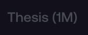 The image displays the text "Thesis (1M)" on a dark background, corresponding to the post's reference to one million theses written about the meme coin $CATE (Catecoin), humorously marking the milestone of a million write-ups on the FOMO platform.
