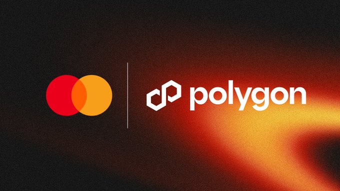The image features a logo for Polygon that includes two circles and the word "Agents" written below them. The text also mentions agents needing payment rails that run at machine speed, which could be related to the Polygon platform or partnership with Mastercard.