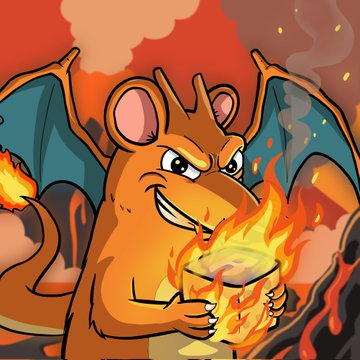A cartoon Charizard breathes fire onto a sizzling pot of food, symbolizing the post's request for the "Rats" community to rally support and help "cook up" relief for Tita's family in Venezuela, with the provided Ronin address and wallet details for donations.