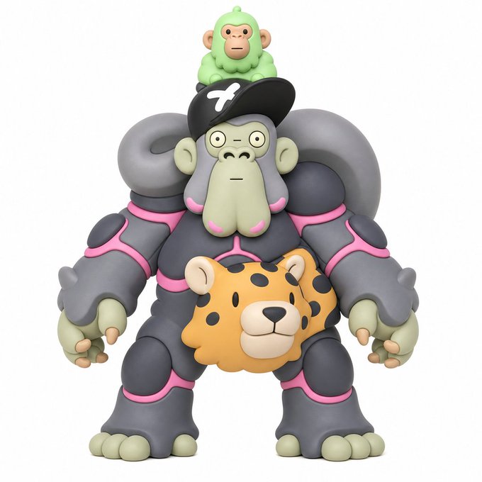 A quirky vinyl figure features a muscular gorilla wearing a cap and a leopard-print belly, with a small green monkey perched on its head. The "Got rugged?" caption humorously references the crypto slang for a failed or "rug-pulled" project, playing on the absurd, chaotic stacking of the monkey figures as a visual metaphor for unreliable or collapsing investments.