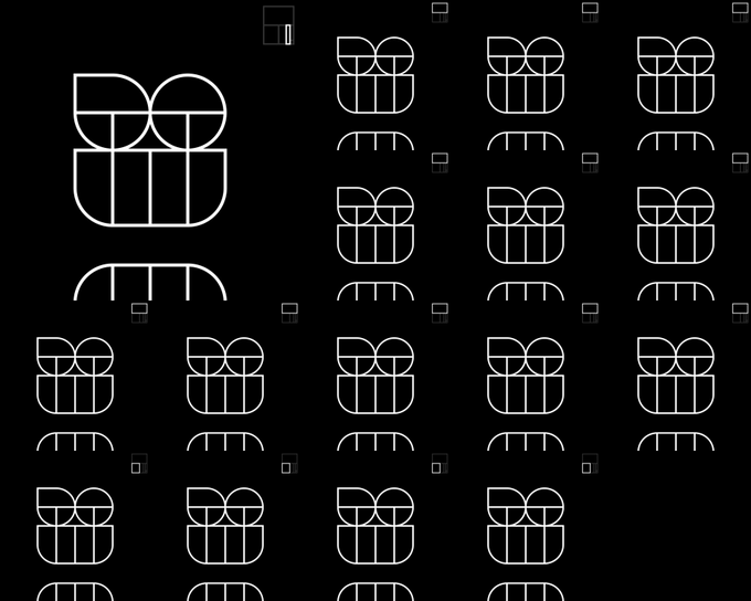 Another black background with a grid of white outlined "BABE" logos, similar to the first image.