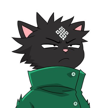 A cartoon black cat with an angry, suspicious expression wears a green jacket and displays a white symbol/mark on its forehead, visually conveying distrust and skepticism.

The image's grumpy, wary cat mirrors the post's tone of suspicion toward AI agents operating "without accountability" on-chain, suggesting the need for verification and oversight—exactly what @ritualnet appears to address.
