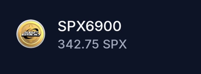 The image displays a gold SPX6900 token coin icon alongside the text "SPX6900" and "342.75 SPX," indicating the user holds 342.75 tokens of the SPX6900 cryptocurrency mentioned in their post about beginning their crypto journey with the asset.