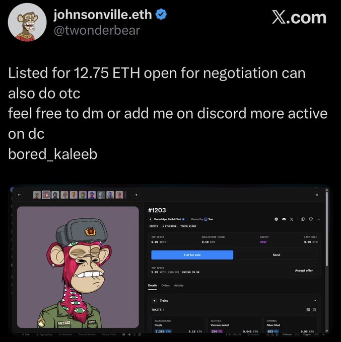 The image features a cartoon monkey wearing a hat, sitting next to a computer screen displaying a message about a troll named John. The text on the screen reads "Bored ape family This guy @twonderbear is a fking scammer and impersonating me!! Please be wary and help me in reporting him!".