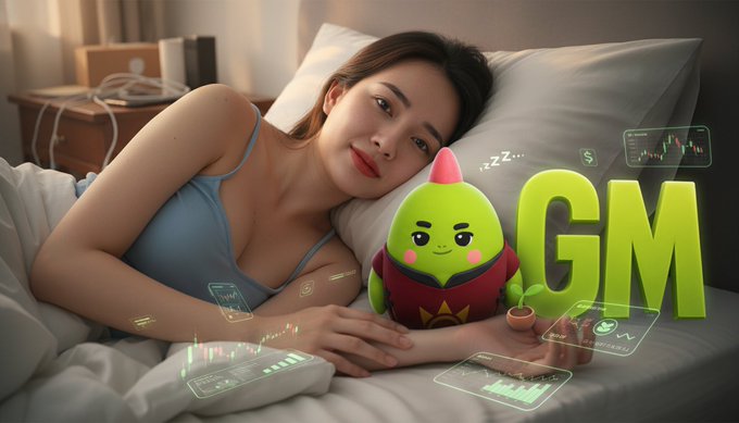 The image features a woman lying down in bed with her head resting on pillows, wearing a blue tank top. Next to her on the bed are two green toys - one of which appears to be a small robot or toy character. The text "GAM" is written above and below the toys, possibly indicating that they are part of an online gaming community or event.