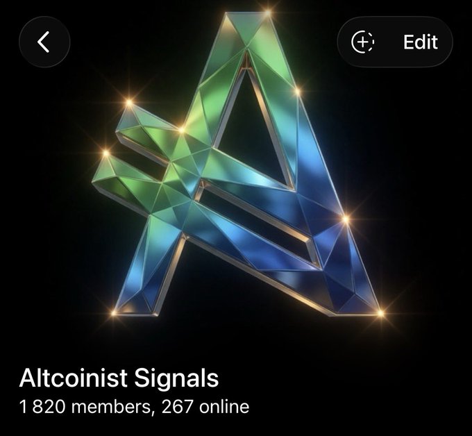 The image features a large, colorful letter "A" with multiple smaller triangles surrounding it, creating an eye-catching design against a black background. The text below the image reads "Altcoinist Signals 1,220 members, 237 online". This message suggests that there are numerous people who have joined the Altcoinist community and are actively participating in trading or sharing signals related to cryptocurrency markets.