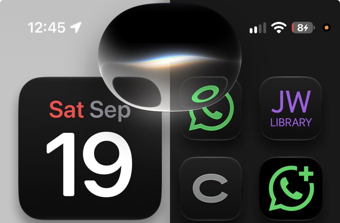 An iOS home screen screenshot showing the Siri interface, the date 'Sat Sep 19' at 12:45, and apps including WhatsApp, JW Library, and Cricut.
