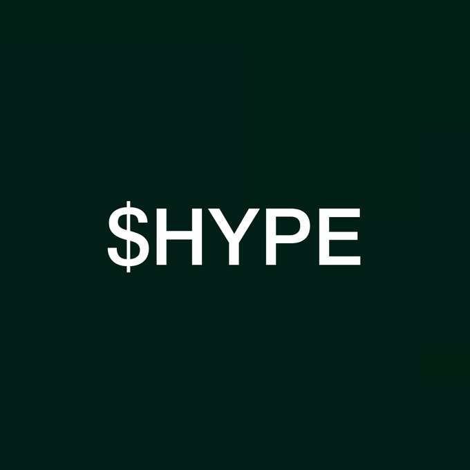 A simple logo design featuring the word '$HYPE' in white text centered on a dark green background.