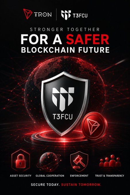 The image features a red shield surrounded by various other elements such as logos or icons. One of these symbols represents a globe, hinting at a global perspective being emphasized. Additionally, there are words that read "for a safer blockchain future", reinforcing the idea of security and transparency in the context of cryptocurrencies and blockchain technology. The content also touches upon law enforcement efforts to combat financial crimes.