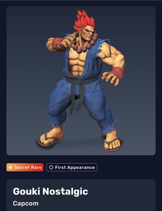 The image features a 3D rendering of a character from the video game Goku Nostalgic, standing against a dark background with his arms raised high above his head. The character has red hair and is wearing blue jeans, giving him a unique appearance. The caption below the image reads "Goku Nostalgic".