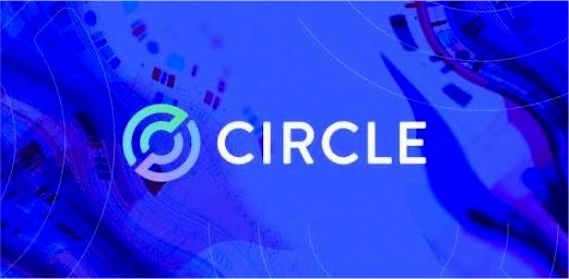The image displays the Circle logo and "CIRCLE" wordmark in white against a vibrant blue abstract background. This branding ties directly to the post discussing Circle's ($CRCL) acquisition of 680 blockchain patent families, positioning the company as a dominant force in stablecoin and blockchain IP that threatens competitors like Open USD ($OUSD) and benefits its USDC and EURC products.