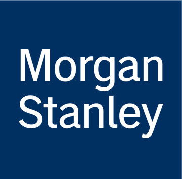 The image shows the Morgan Stanley logo, featuring the company's name in white text on a dark blue square background, which relates to the news of the financial firm filing for spot Ethereum and Solana ETFs.